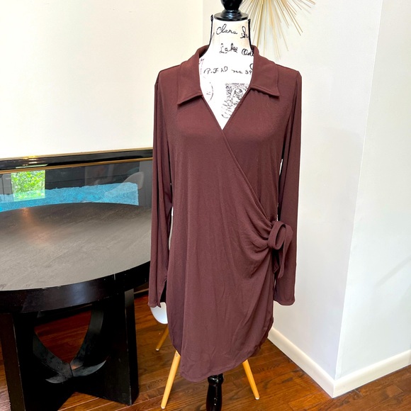 NWT H &M Divided Brown Wrap Dress. Size XXL - Picture 1 of 7